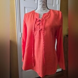 Women's Coral Lace-Up Top
